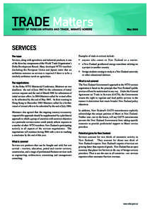 May[removed]SERVICES The issue  Examples of trade in services include: