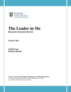 The Leader in Me Research Literature Review October[removed]Judith Fonzi