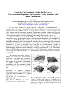 Synthesis of -Conjugated Conducting Polymers, Electrochemical Impedance Spectroscopy, Circuit Modelling and Sensor Applications Murat Ates Chemistry Department, Faculty of Arts and Sciences, Namık Kemal University, N