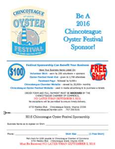 Be A 2016 Chincoteague Oyster Festival Sponsor! Festival Sponsorship Can Benefit Your Business