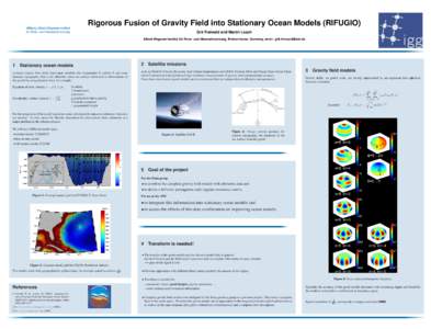 Rigorous Fusion of Gravity Field into Stationary Ocean Models (RIFUGIO)  Stiftung Alfred-Wegener-Institut fur ¨ Polar- und Meeresforschung