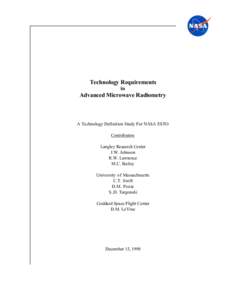 Technology Requirements in Advanced Microwave Radiometry  A Technology Definition Study For NASA ESTO