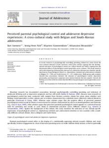 Perceived parental psychological control and adolescent depressive experiences: A cross-cultural study with Belgian and South-Korean adolescents