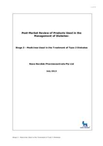 1 of 27  Post-Market Review of Products Used in the Management of Diabetes:  Stage 3 - Medicines Used in the Treatment of Type 2 Diabetes