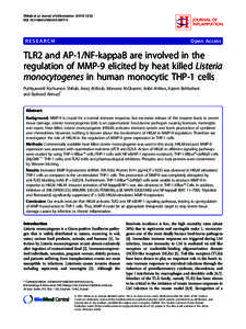TLR2 and AP-1/NF-kappaB are involved in the regulation of MMP-9 elicited by heat killed Listeria monocytogenes in human monocytic THP-1 cells
