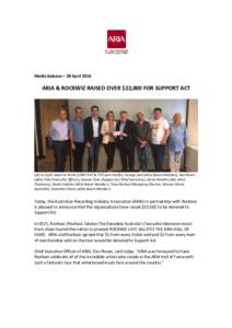 Media Release – 28 AprilARIA & ROCKWIZ RAISED OVER $22,000 FOR SUPPORT ACT Left to right: Andrew Smith (SONY EVP & CFO Asia Pacific), George Ash (ARIA Board Member), Dan Rosen (ARIA Chief Executive Officer), Joa