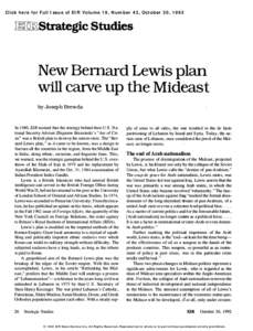 Click here for Full Issue of EIR Volume 19, Number 43, October 30, 1992  �ITillStrategic Studies New Bernard Lewis plan will carve up the Mideast