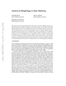 Analysis of Morphology in Topic Modeling Chandler May Ryan Cotterell  Johns Hopkins University