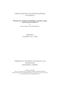 NORGES TEKNISK-NATURVITENSKAPELIGE UNIVERSITET Solving the nonlinear Schödinger equation using exponential integrators by