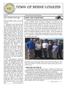 TOWN OF BERNE COURIER Vol. 39 News From Your Town Government  One Hundred Years Ago