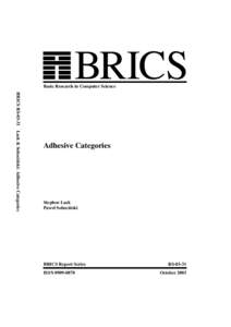 BRICS  Basic Research in Computer Science ´ BRICS RS[removed]Lack & Sobocinski: Adhesive Categories