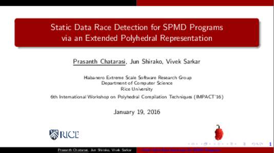 Static Data Race Detection for SPMD Programs   via an Extended Polyhedral Representation