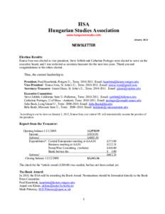 HSA Hungarian Studies Association www.hungarianstudies.info	
   January	
  	
  2010	
    NEWSLETTER	
  