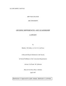 GENDER DIFFERENCES AND LEADERSHIP