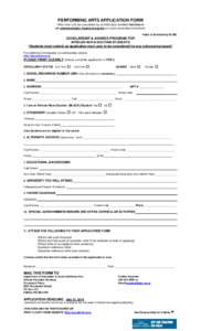 PERFORMING ARTS APPLICATION FORM (This form is to be completed by an individual enrolled full-time in an undergraduate degree program at a post-secondary institution) Value of Scholarship $1,000.  SCHOLARSHIP & AWARDS PR