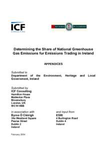 Determining the Share of National Greenhouse Gas Emissions for Emissions Trading in Ireland APPENDICES Submitted to Department of the Government, Ireland