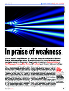 Quantum frontiers: Weak measur ement CC BY Timm Weitkamp phy sic s wor ld.com  In praise of weakness