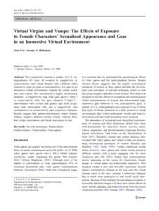 Sex Roles[removed]:147–157 DOI[removed]s11199[removed]ORIGINAL ARTICLE  Virtual Virgins and Vamps: The Effects of Exposure