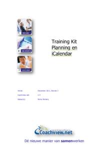 Training Kit Planning en iCalendar Versie: