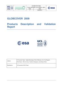 GLOBCOVER 2009 Product description and validation report Page Date
