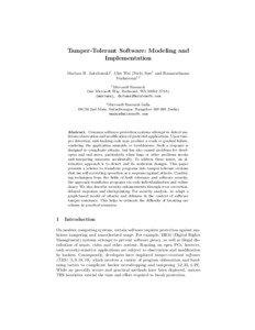Tamper-Tolerant Software: Modeling and Implementation Mariusz H. Jakubowski† , Chit Wei (Nick) Saw† and Ramarathnam