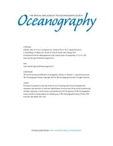 Oceanography THE OFFICIAL MAGAZINE OF THE OCEANOGRAPHY SOCIETY CITATION Rabalais, N.N., W.-J. Cai, J. Carstensen, D.J. Conley, B. Fry, X. Hu, Z. Quiñones-Rivera, R. Rosenberg, C.P. Slomp, R.E. Turner, M. Voss, B. Wisse