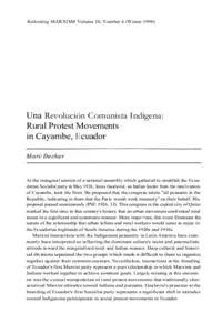 Rethinking MARXISM Volume 10, Number 4 (WinterUna Revolución Comunista Indígena: Rural Protest Movements in Cayambe, Ecuador Marc Becker