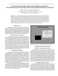 Lucas, S.G., Spielmann, J.A., Hester, P.M., Kenworthy, J.P. and Santucci, V.L., eds., 2006, Fossils from Federal Lands. New Mexico Museum of Natural History and Science Bulletin[removed]INNOVATIVE STRATEGIES TO DEVELOP I