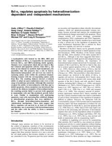 The EMBO Journal Vol.18 No.3 pp.632–643, 1999  Bcl-xL regulates apoptosis by heterodimerizationdependent and -independent mechanisms Andy J.Minn1,2, Claudia S.Kettlun3, Heng Liang4, Ameeta Kelekar1,5,