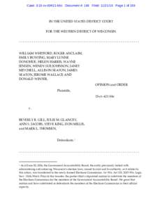 Case: 3:15-cvbbc Document #: 166 Filed: Page 1 of 159  IN THE UNITED STATES DISTRICT COURT FOR THE WESTERN DISTRICT OF WISCONSIN ----------------------------------------------------------------WILLIAM WHI
