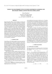 Proc. of the 17th Int. Conference on Digital Audio Effects (DAFx-14), Erlangen, Germany, September 1-5, 2014  FINITE VOLUME PERSPECTIVES ON FINITE DIFFERENCE SCHEMES AND BOUNDARY FORMULATIONS FOR WAVE SIMULATION Brian Ha