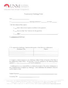 EXTENDED UNIVERSITY Independent Study through Correspondence Examination Challenge Form Date