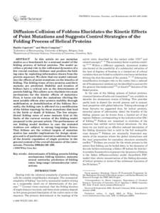PROTEINS: Structure, Function, and Bioinformatics 64:198 –Diffusion-Collision of Foldons Elucidates the Kinetic Effects of Point Mutations and Suggests Control Strategies of the Folding Process of Helical P