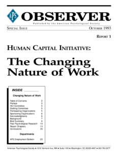 P OBSERVER  A S Published by the American Psychological Society