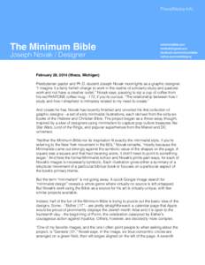 Press/Media Info  The Minimum Bible Joseph Novak / Designer  !