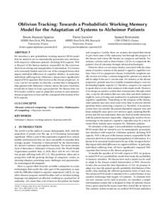 Oblivion Tracking: Towards a Probabilistic Working Memory Model for the Adaptation of Systems to Alzheimer Patients