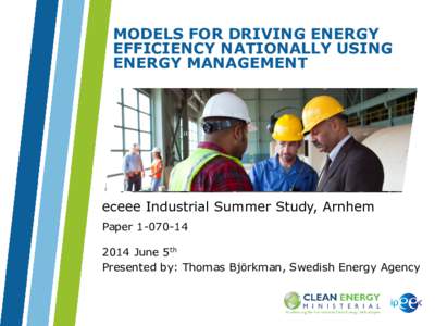 Models for Driving Energy efficiency Nationally Using Energy Management