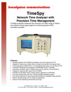 brandywine communications ! TimeSpy Network Time Analyzer with Precision Time Management