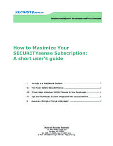 SECURITYsense User’s Guide  How to Maximize Your SECURITYsense Subscription: A short user’s guide