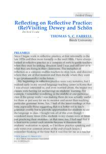 Invited Essay  Reflecting on Reflective Practice: (Re)Visiting Dewey and Scho¨n THOMAS S. C. FARRELL Brock University