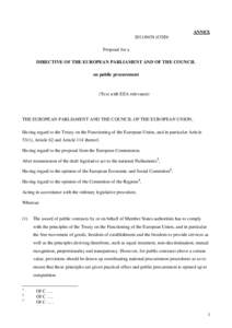 ANNEXCOD) Proposal for a DIRECTIVE OF THE EUROPEAN PARLIAMENT AND OF THE COUNCIL on public procurement
