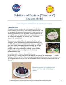 Solstice and Equinox (“Suntrack”) Season Model Philip Scherrer & Deborah Scherrer, Stanford Solar Center Introduction