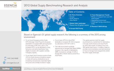 2012 Global Supply Benchmarking Research and Analysis Table of Contents 2 Air Fares Overview •	 Europe •	 North America •	 Asia-Pacific