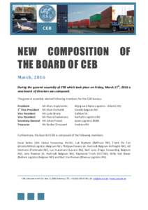 CEB  NEW COMPOSITION THE BOARD OF CEB  OF