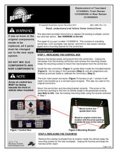 Replacement of Touchpad, Front Sensoror Rear Sensor  © Copyright PowerGear Issued: December 2013