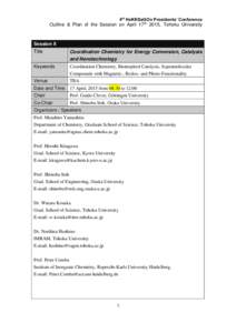 4th HeKKSaGOn Presidents’ Conference  Outline & Plan of the Session on April 17th 2015, Tohoku University Session II Title