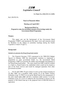 立法會 Legislative Council LC Paper No. CB[removed]Ref: CB1/PL/FA Panel on Financial Affairs Meeting on 8 April 2013