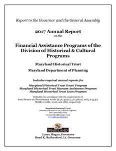 Report to the Governor and the General AssemblyAnnual Report on the  Financial Assistance Programs of the