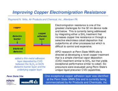 Improving Copper Electromigration Resistance Raymond N. Virtis, Air Products and Chemical, Inc., Allentown PA.