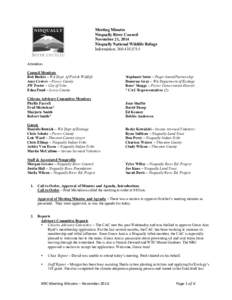 Meeting Minutes Nisqually River Council November 21, 2014 Nisqually National Wildlife Refuge Information: 